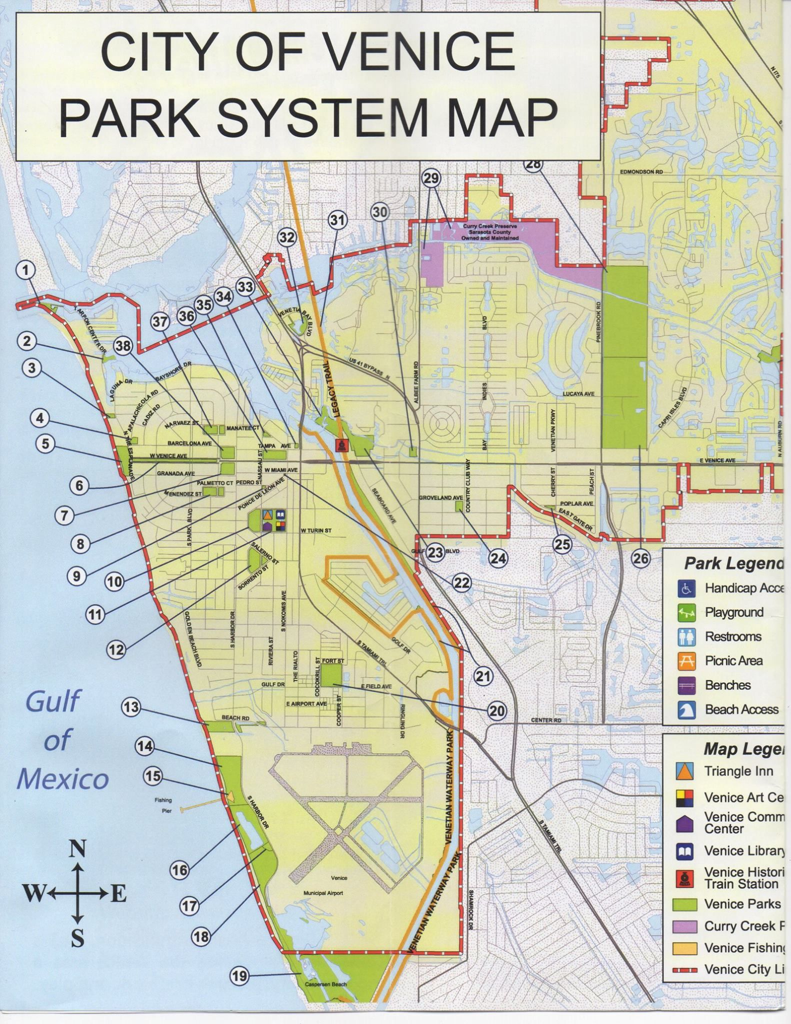 Map Of Public Parks &amp;amp; Trails In Venice, Florida. | Favorite Places - Map Of Florida Showing Venice Beach