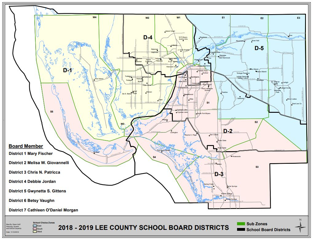 Map Of Residential Areas - Lee County Schools - Map Of Lee County Florida
