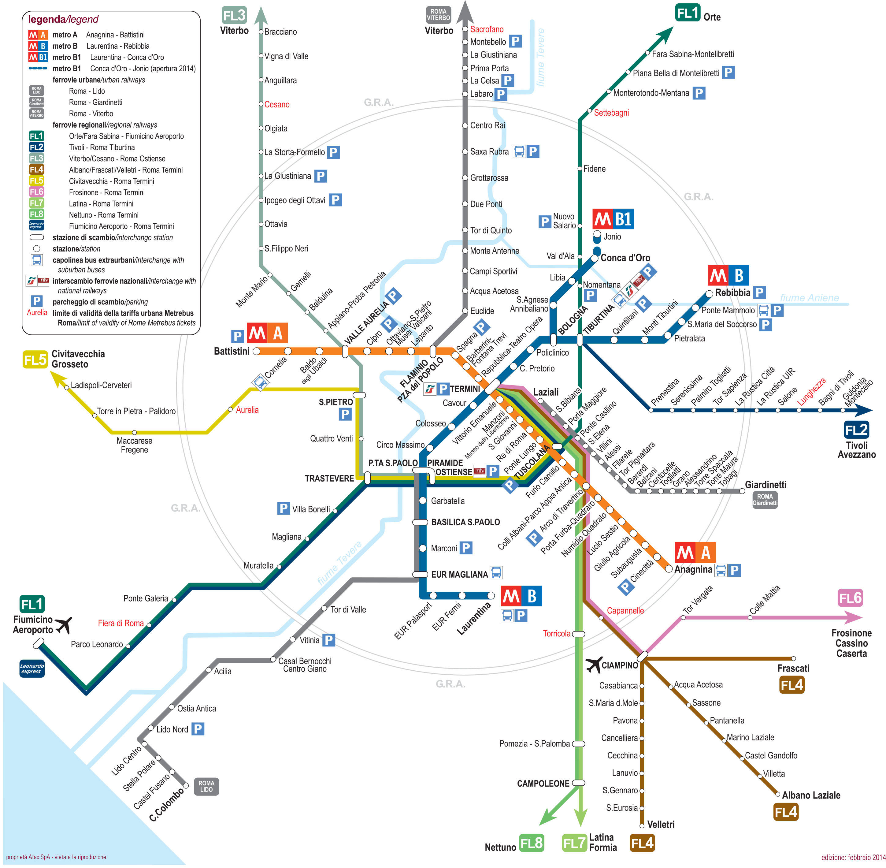 Map Of Rome Subway, Underground &amp;amp; Tube (Metropolitana): Stations &amp;amp; Lines - Printable Rome Metro Map