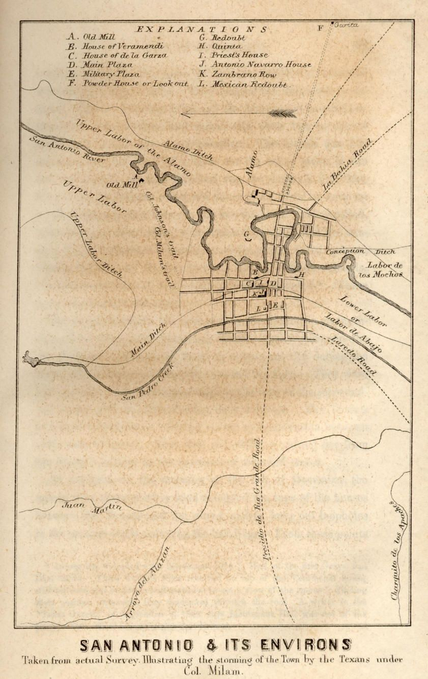 Map Of San Antonio From The First Battle Of The Alamo When It Was - Map Of The Alamo San Antonio Texas