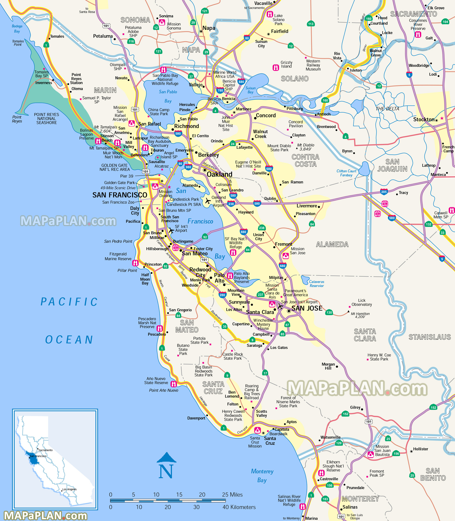 Map Of San Francisco And Surrounding Google Maps California Map Of - Map Of San Francisco Area California
