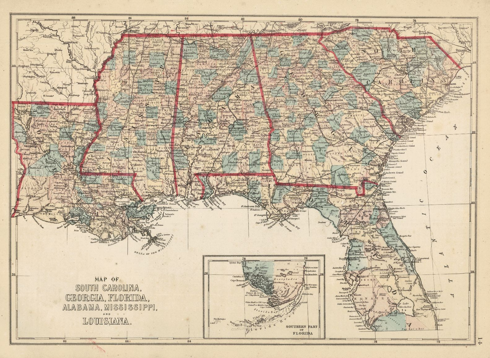 Map Of South Carolina, Georgia, Florida, Alabama, Mississippi, And - Map Of Alabama And Florida