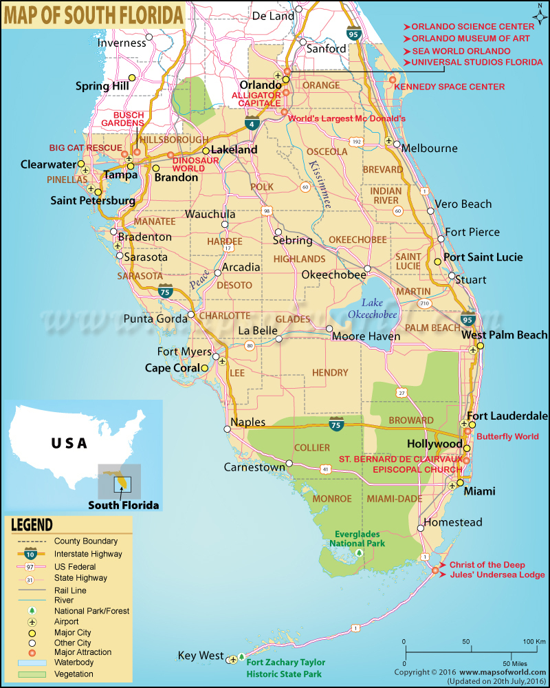 Map Of South Florida, South Florida Map - Map Of Florida Cities And Beaches