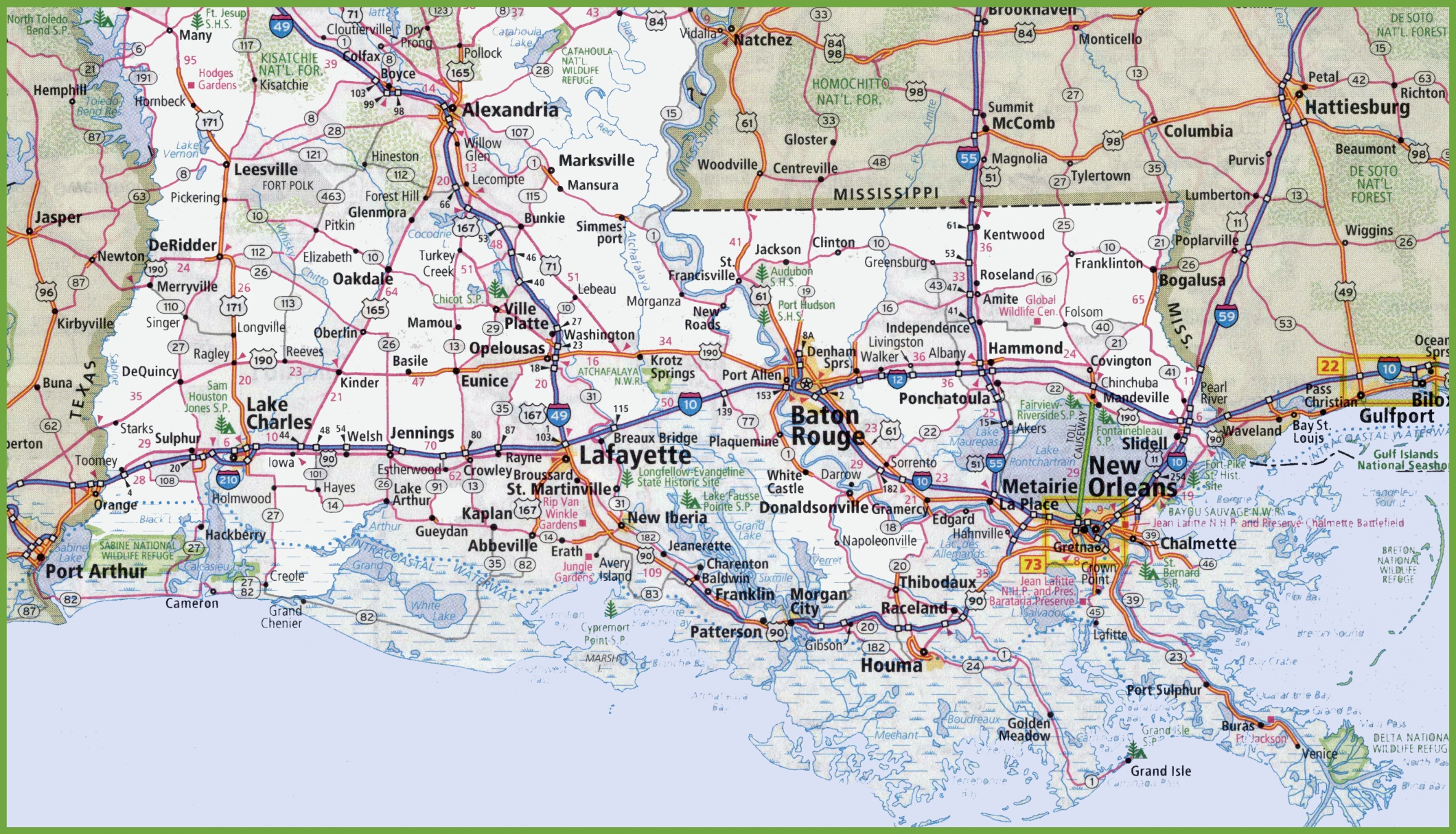 Map Of Southern Louisiana - Printable Map Of Louisiana