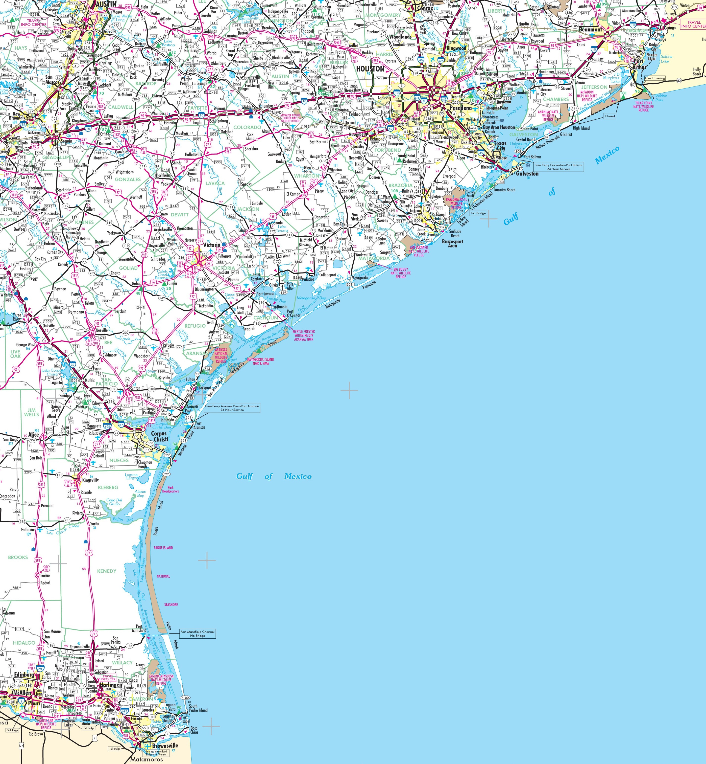 Map Of Texas Coast - Map Of Texas Coastline Cities