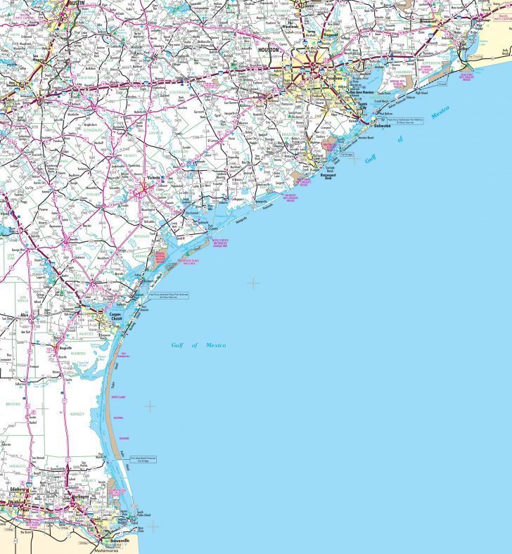 Map Of Texas Coast Texas Beaches Map 728x788 