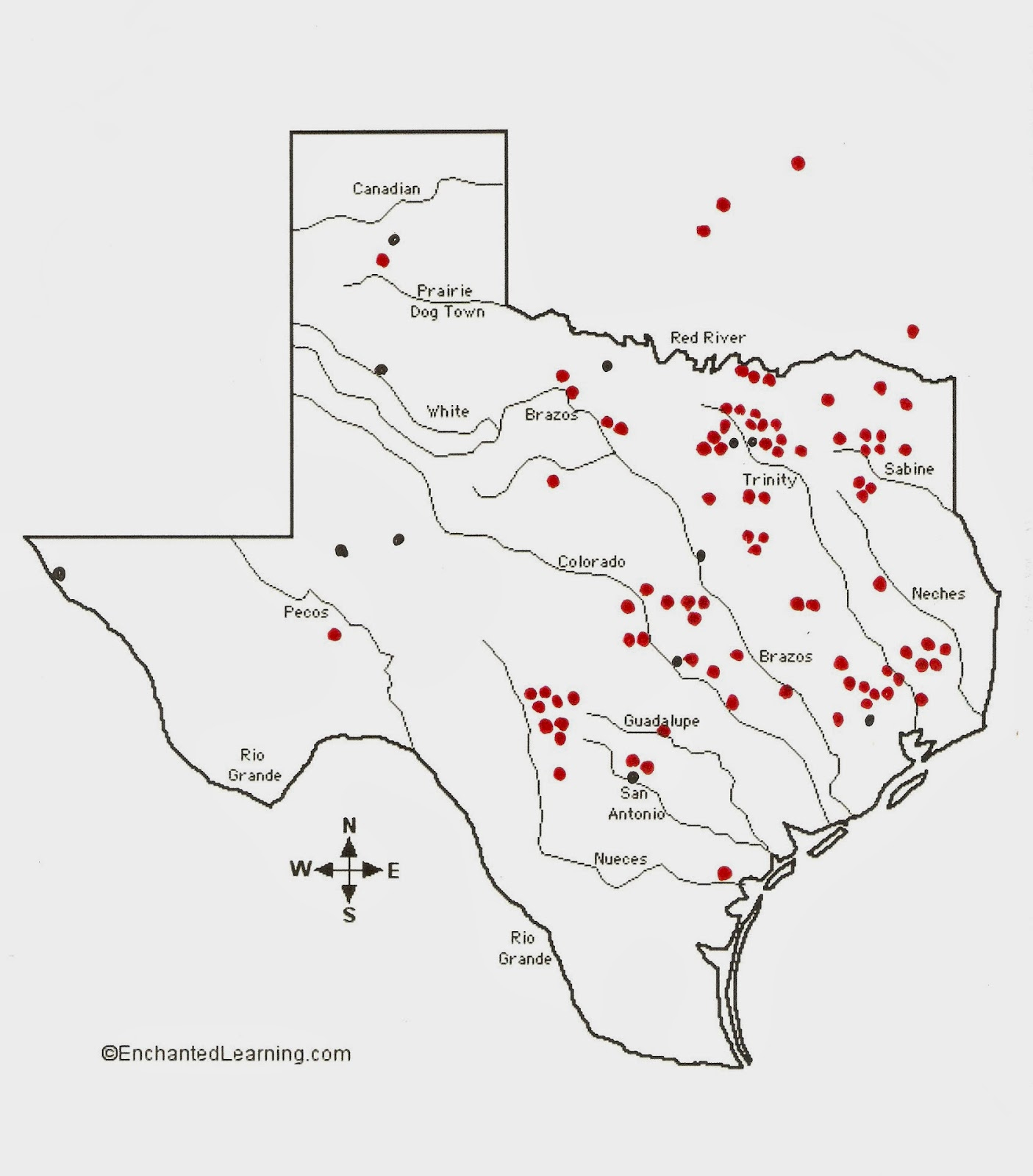 Map Of Texas With Cities And Rivers And Travel Information - Texas Waterways Map