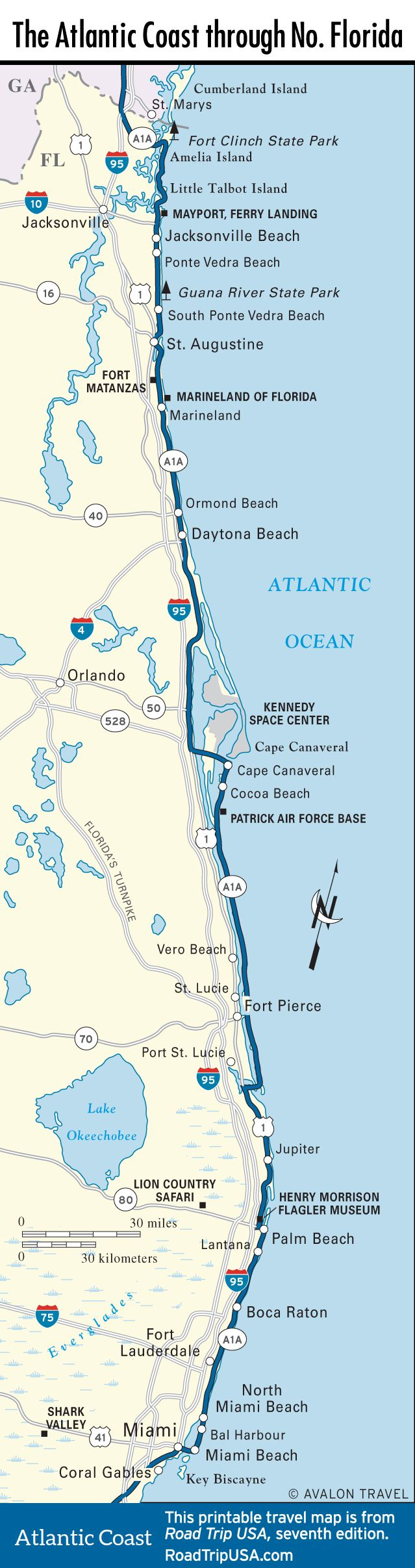 Map Of The Atlantic Coast Through Northern Florida. | Florida A1A - Best Beaches Gulf Coast Florida Map