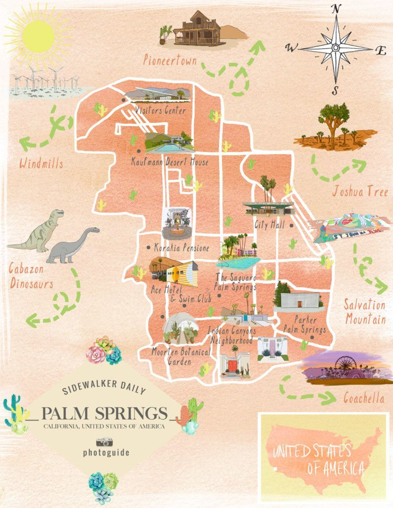 Map Of The Best Los Angeles Instagram Spots | Palm Springs In 2019 - Where Is Palm Desert California Map