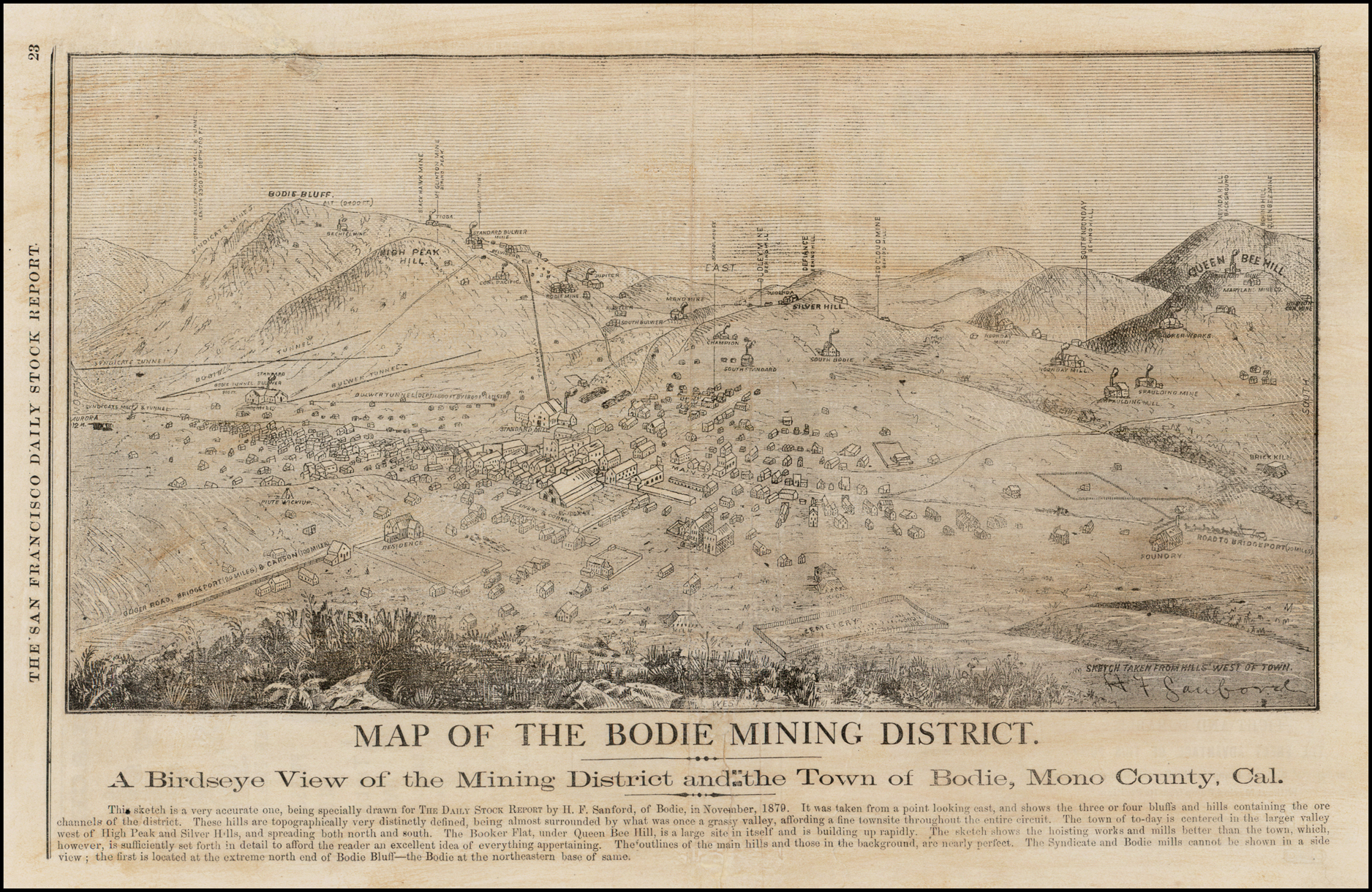 Map Of The Bodie Mining District -- A Birdseye View Of The Mining - Bodie California Map