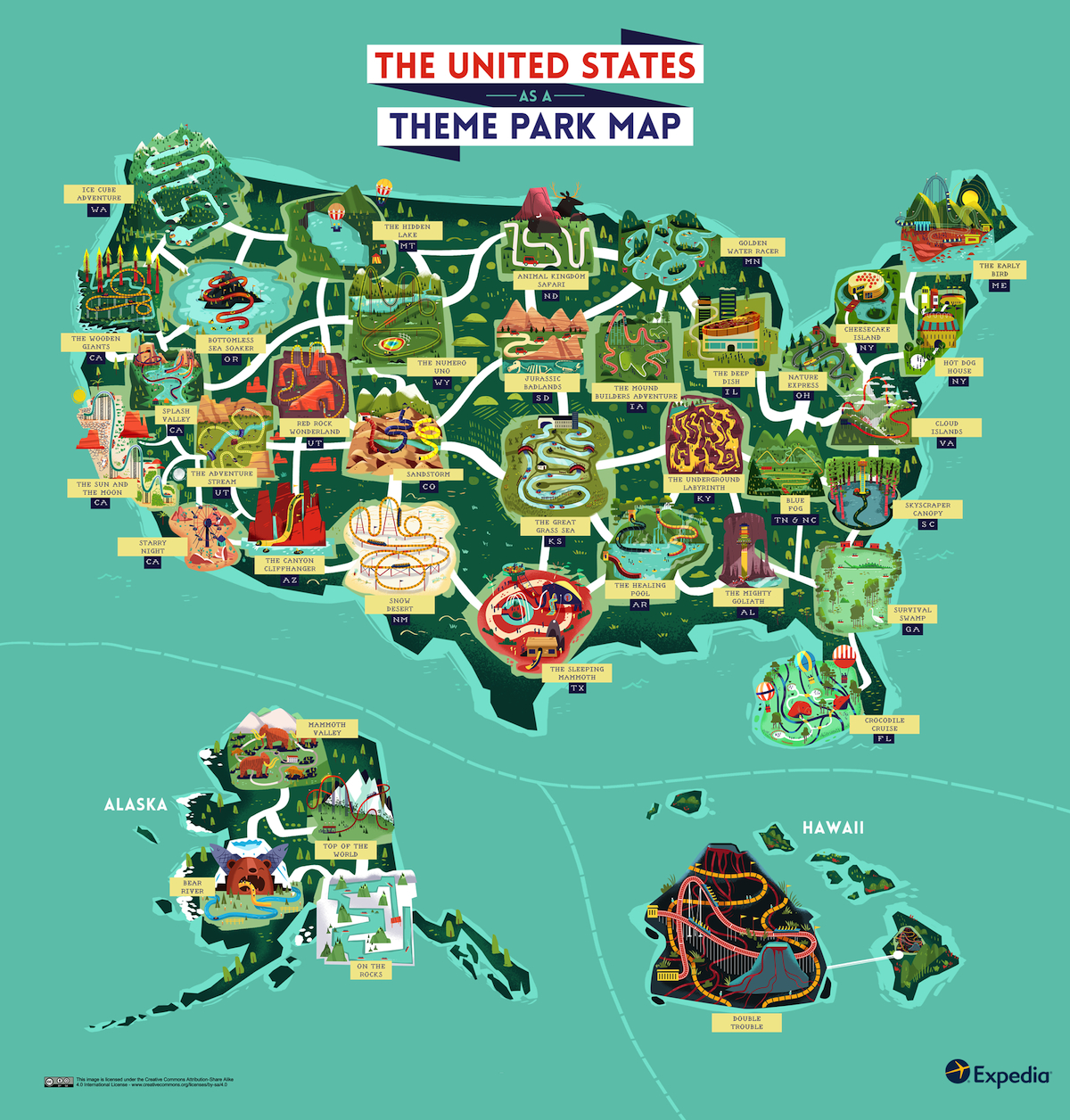 Map Of The United States As A Theme Park. Would It Look Like This - Theme Parks California Map