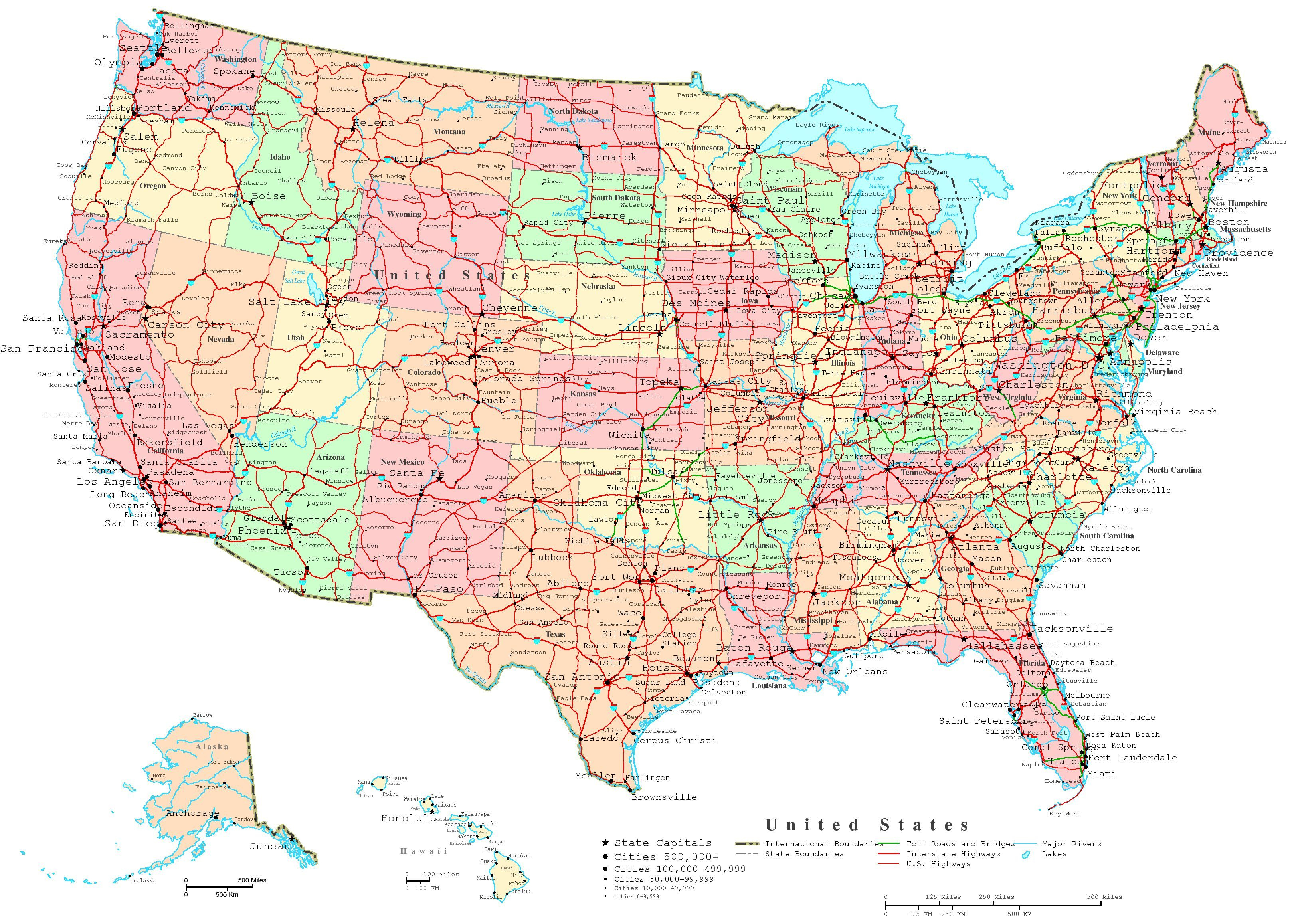 Map Of The Us States | Printable United States Map | Jb&amp;#039;s Travels - Printable Map Of The Usa States