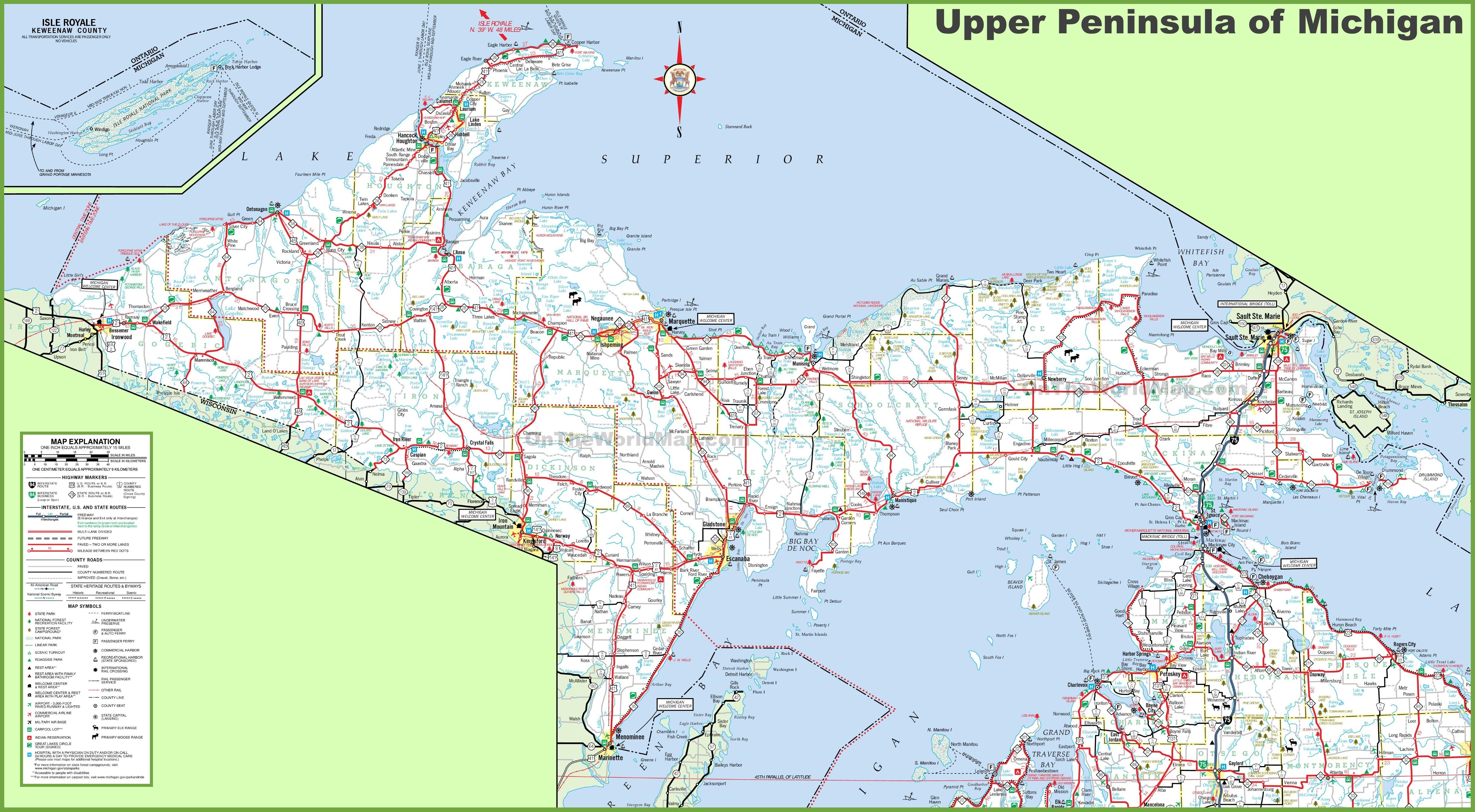 Map Of Upper Peninsula Of Michigan - Printable Upper Peninsula Map