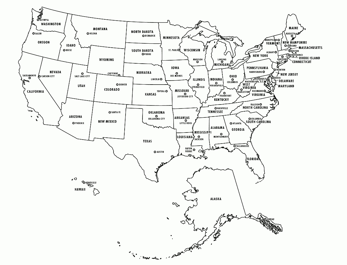 Map Of Us States And Capitals Quiz Printable Usa States Capitals Map - Printable Us Map With States And Capitals