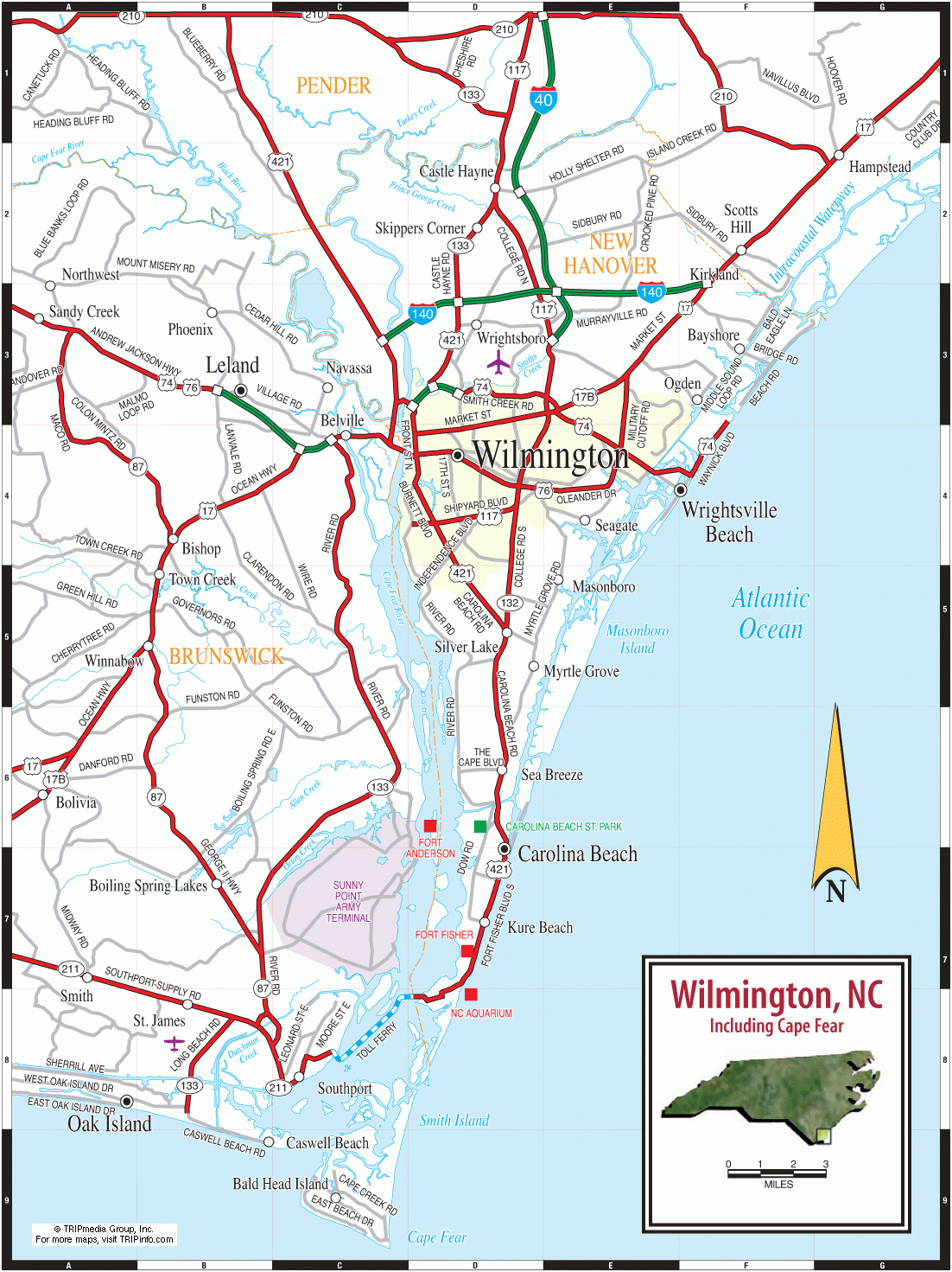 Map Of Wilmington Nc - Google Search | Maps - U.s. | Pinterest - Printable Map Of Wilmington Nc