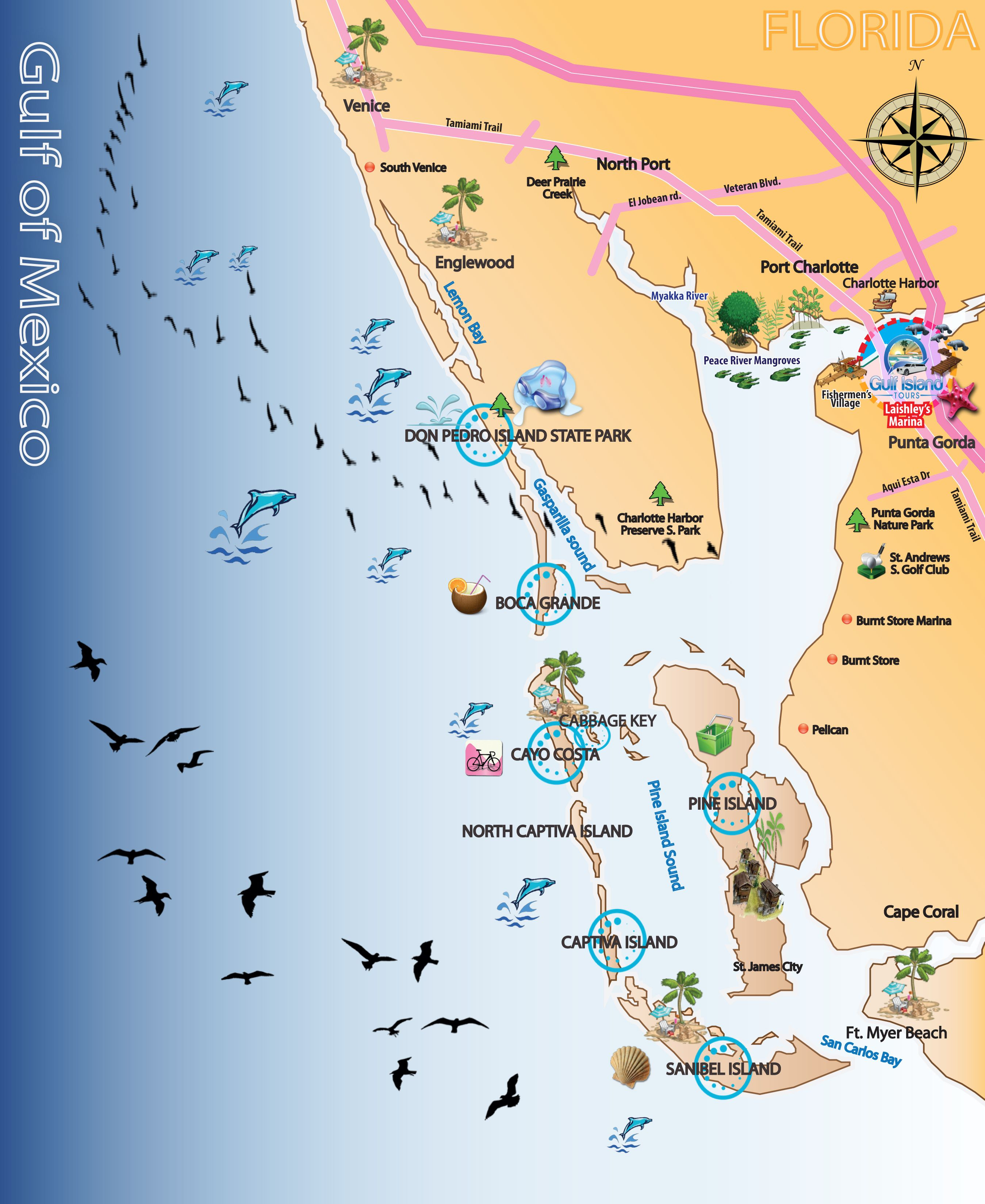 Map Out Your Next Vacation In The Florida Gulf! | Gulf Island Tours - Florida Gulf Map