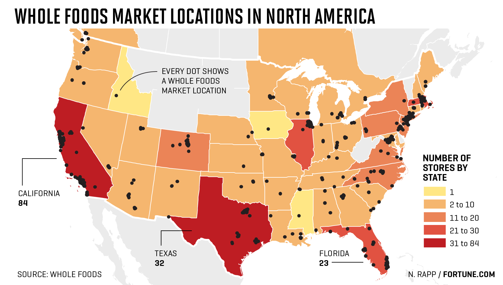 Map: Whole Foods Store Locations In U.s. | Fortune - Whole Foods Florida Locations Map