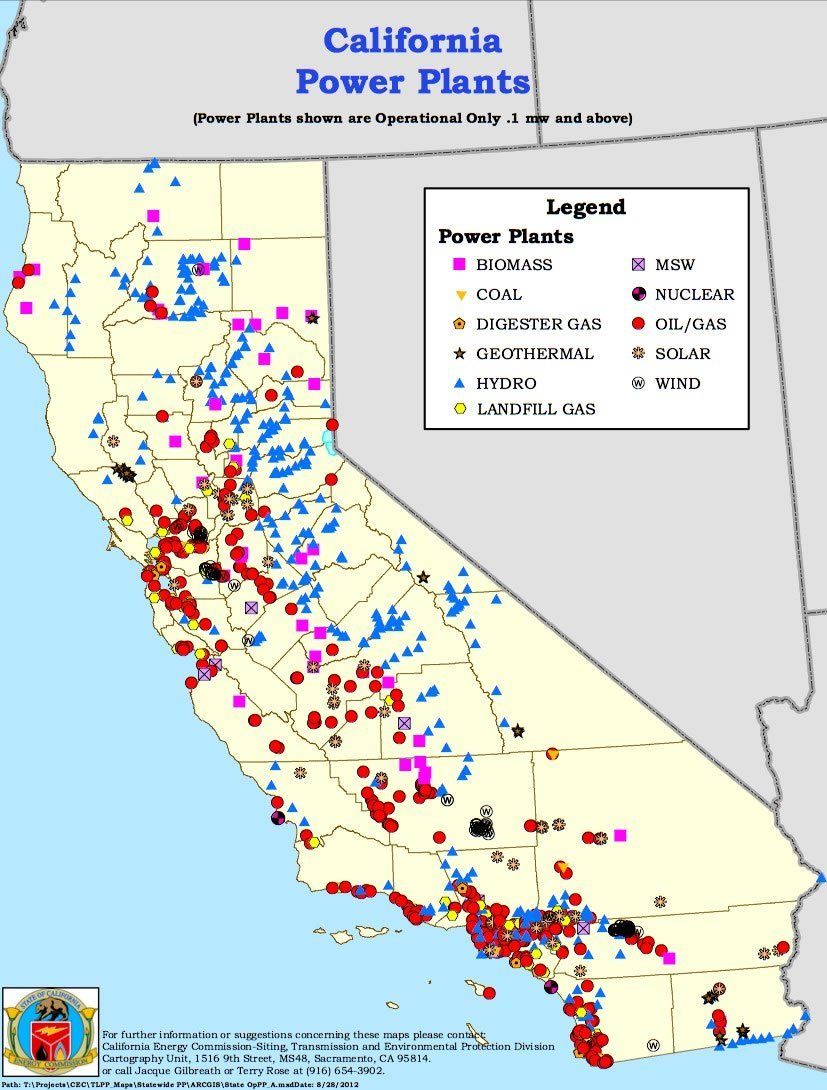 Mapping Out California Energy Production California State Map - Nuclear Power Plants In California Map