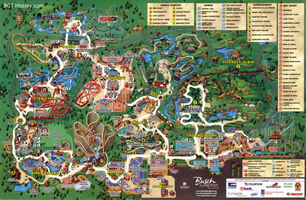 Maps - Bgt History - Busch Gardens Tampa History - Florida Busch ...