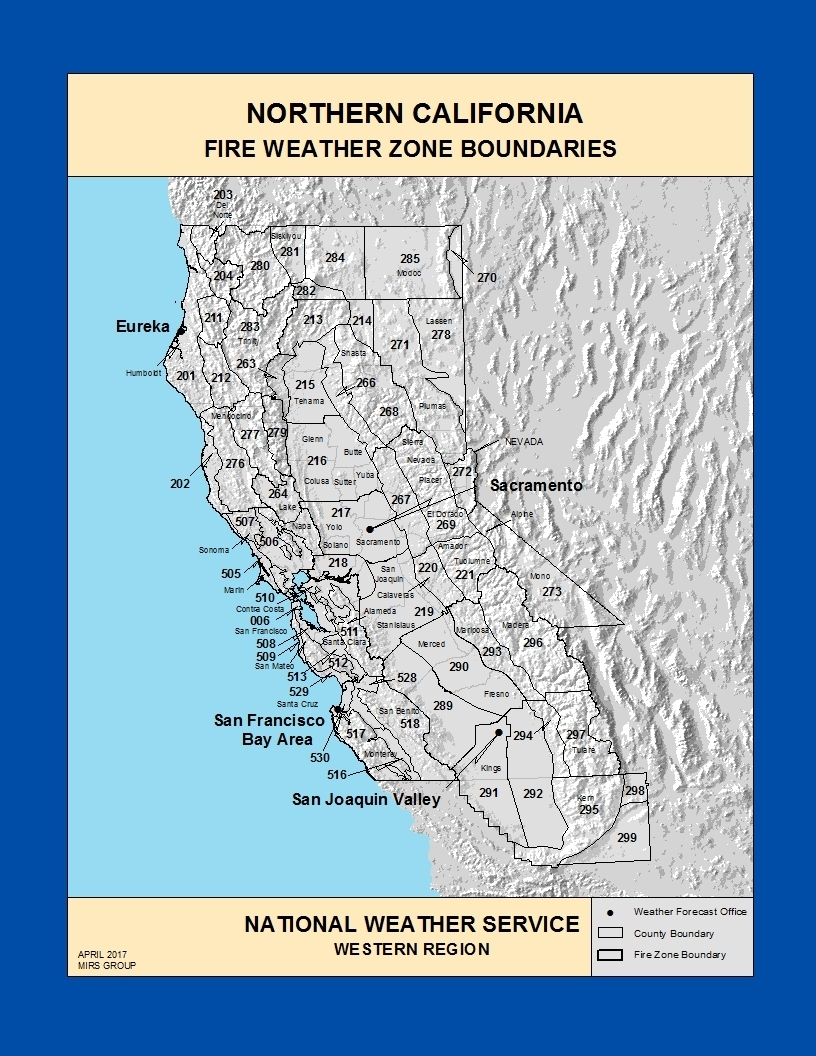 Maps Northern California Fire Weather Zone Boundaries New Map Inside - California Fire Zone Map