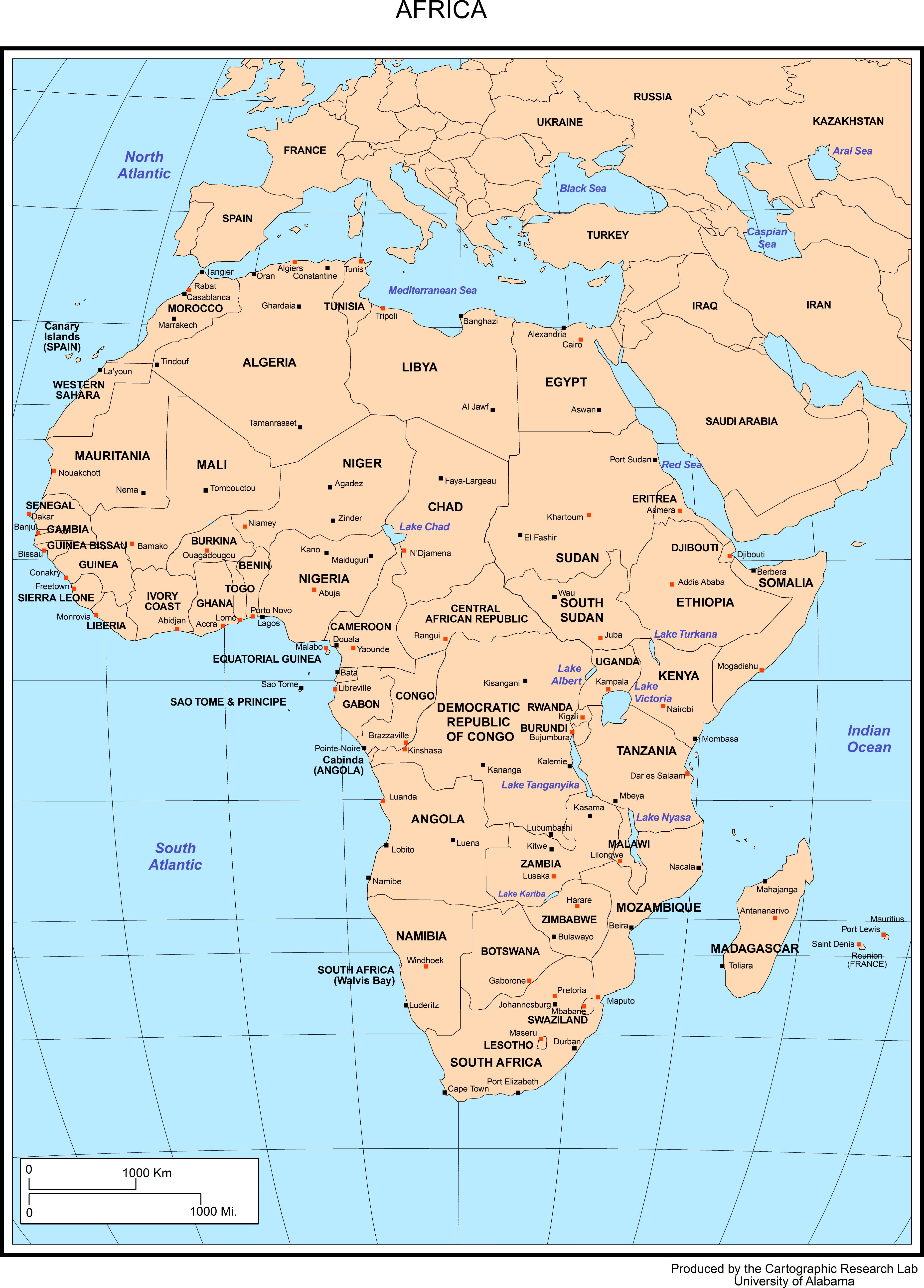 Free Printable Map Of Africa