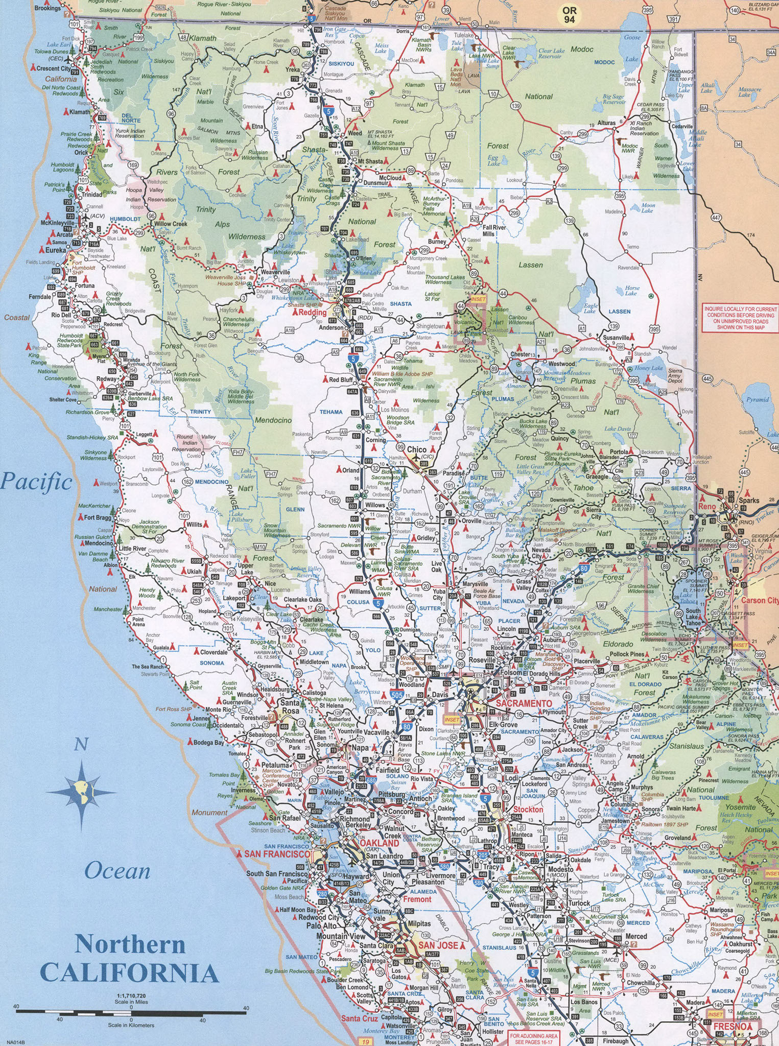 Maps Of California California Road Map Northern California Maps - Detailed Map Of Northern California