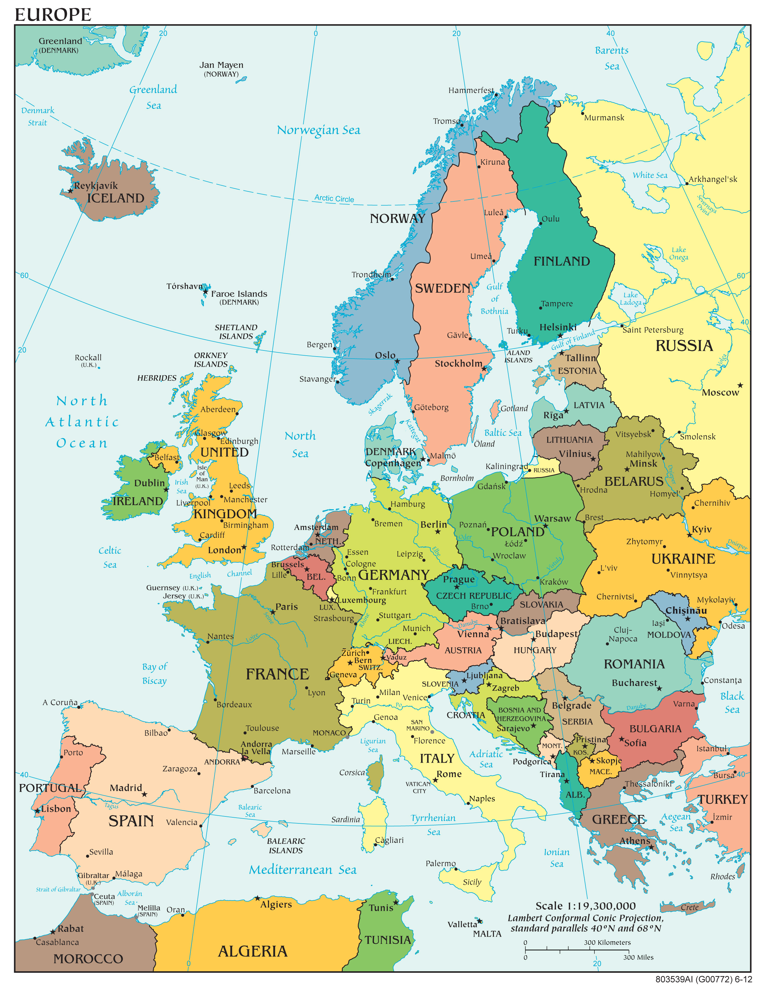 Maps Of Europe | Map Of Europe In English | Political - Large Map Of Europe Printable