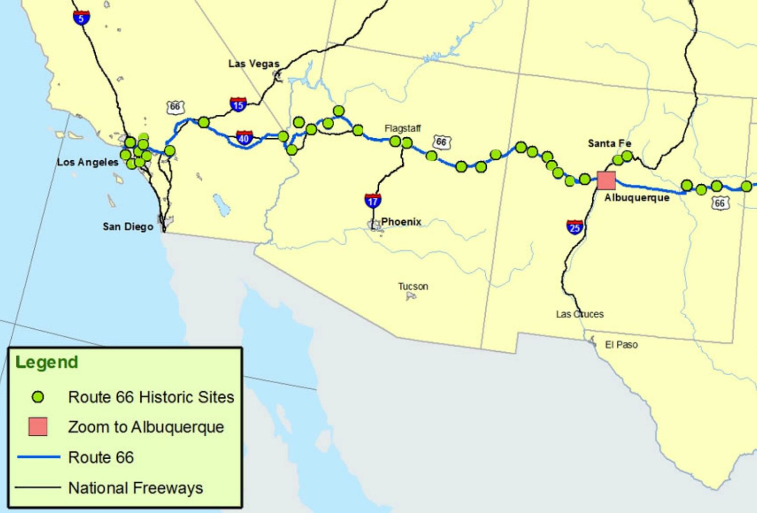 Maps Of Route 66: Plan Your Road Trip - Driving Map Of California With Distances