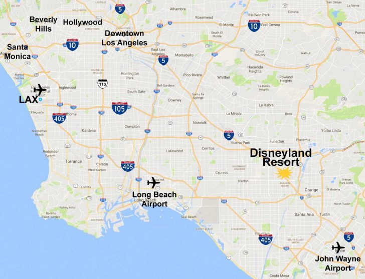 Map Showing Anaheim California