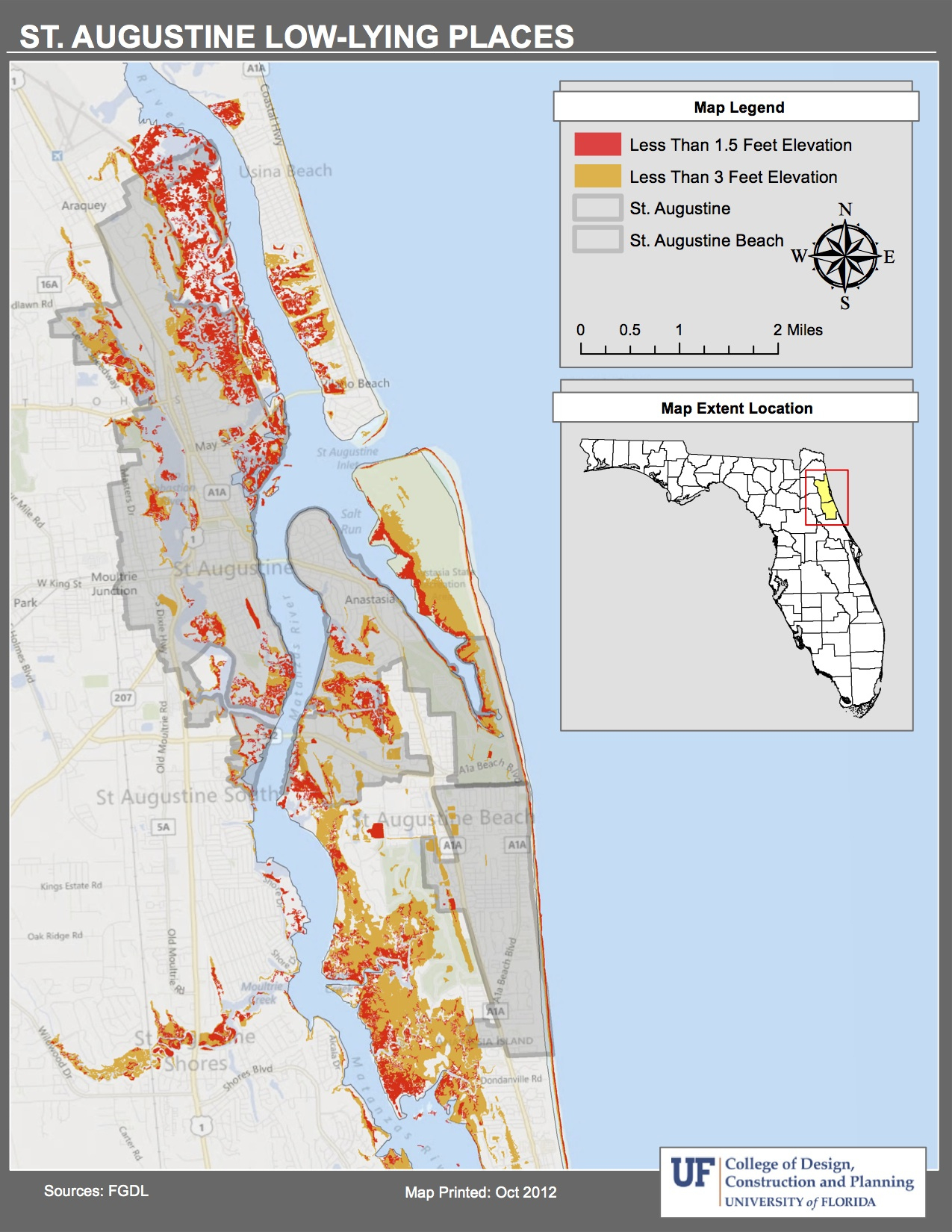Maps | Planning For Sea Level Rise In The Matanzas Basin - Florida Elevation Map Above Sea Level