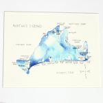 Martha's Vineyard Watercolor Map – Giclée Print   Martha&#039;s Vineyard Map Printable