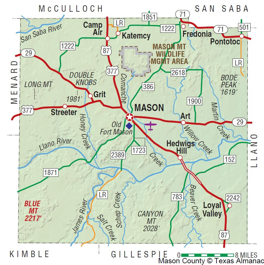 Mason County | The Handbook Of Texas Online| Texas State Historical - Llano Texas Map