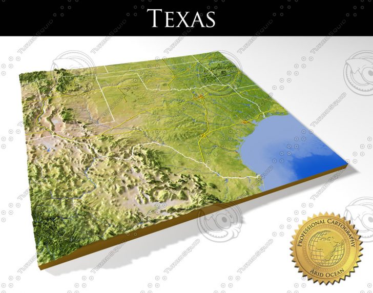 Max Relief Texas 3D Topographic Map Of Texas Printable Maps