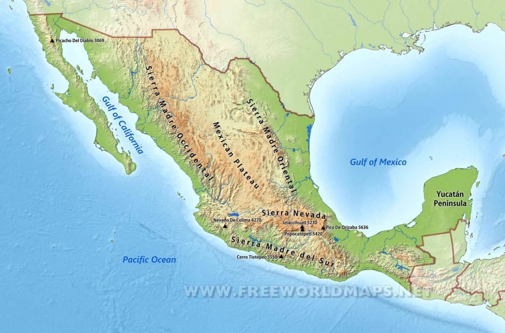 Mexico Physical Map - Map Of California And Mexico Coast | Printable Maps