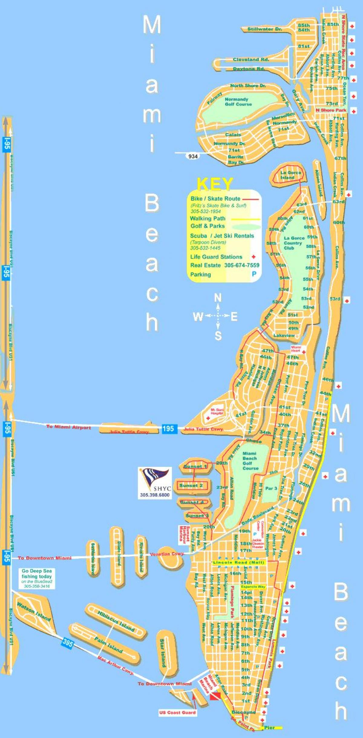 Miami Beach Map - Map Of Miami Beach (Florida - Usa) - Map Of Miami Beach Florida