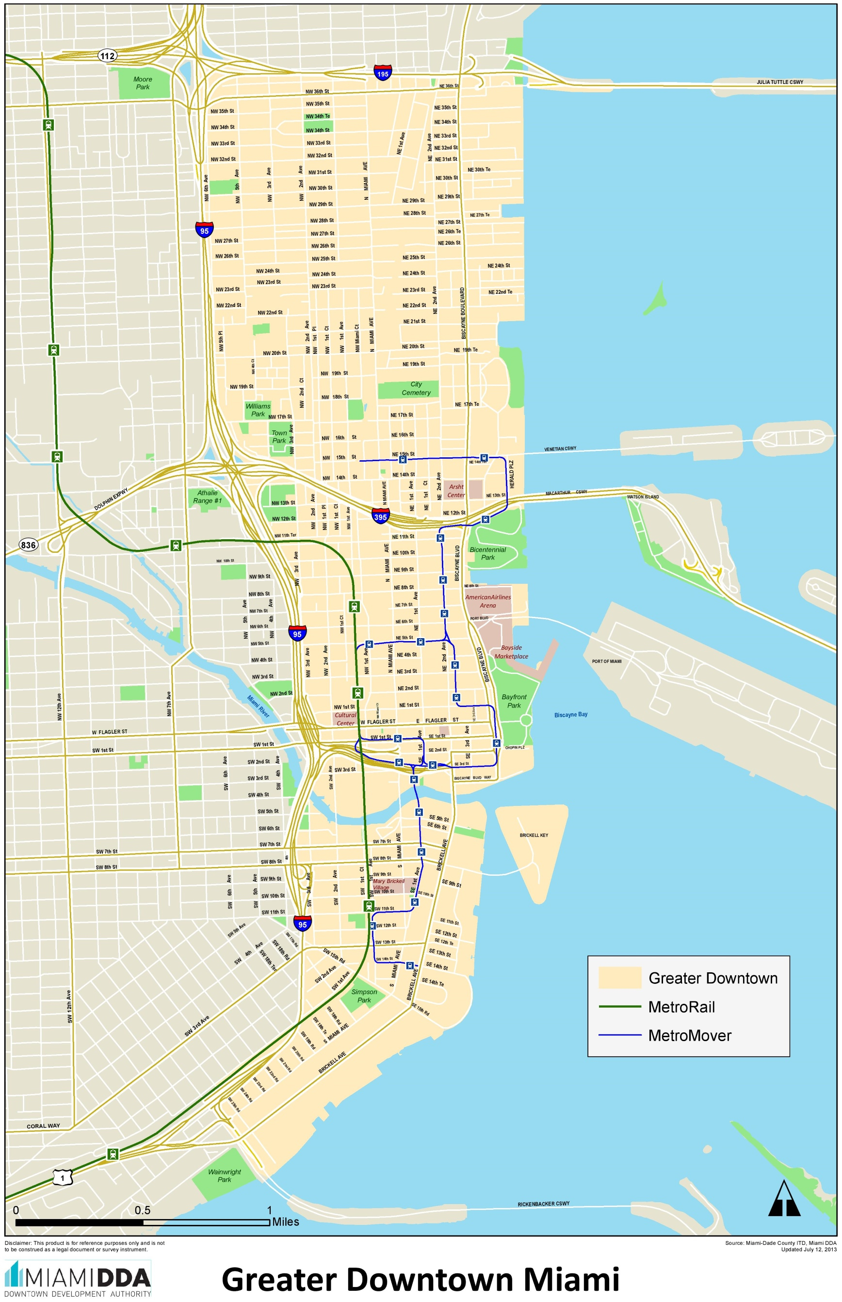 Miami Downtown Map - Street Map Of Miami Florida