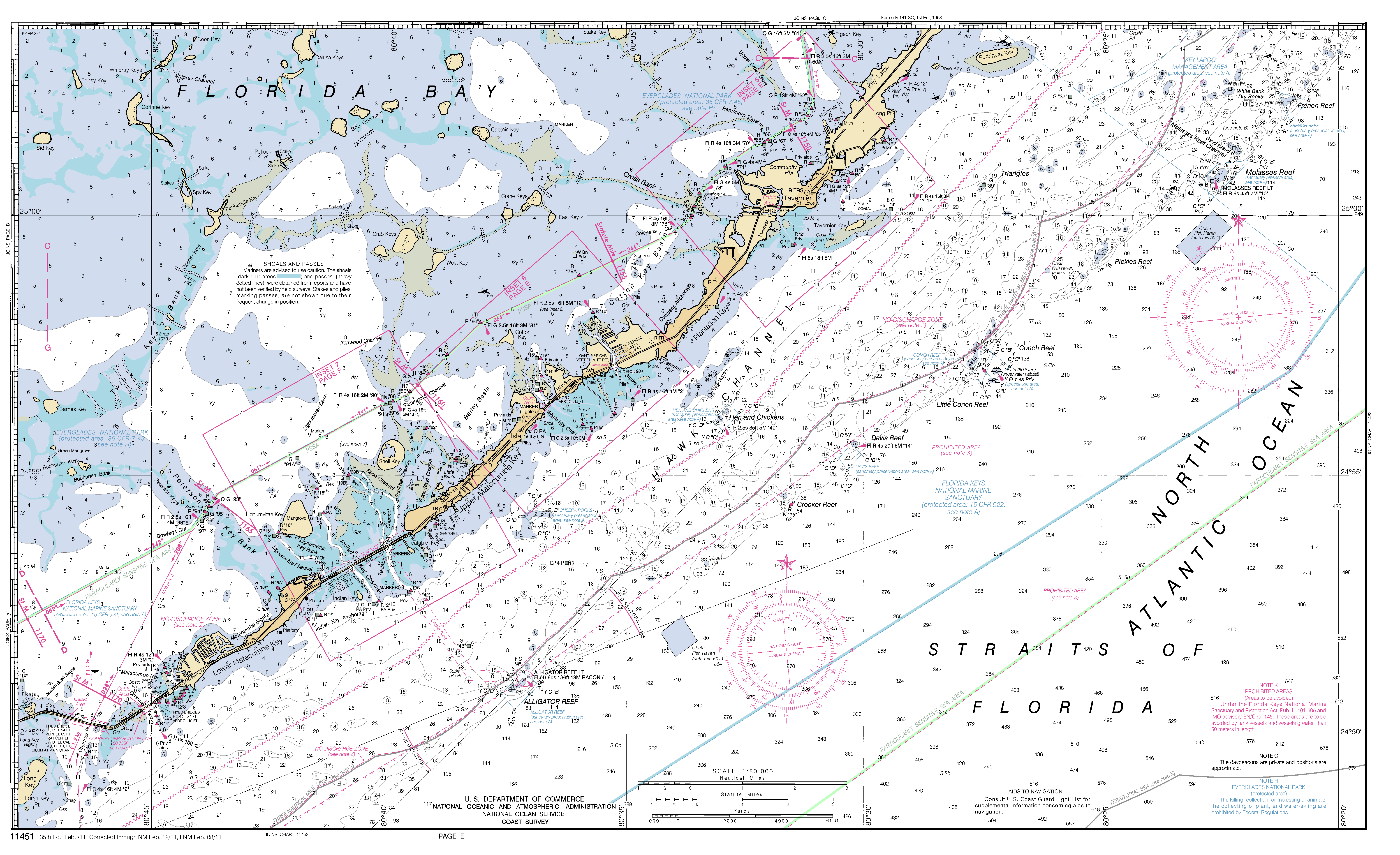 Miami To Marathon And Florida Bay Page E Nautical Chart - Νοαα - Florida Marine Maps