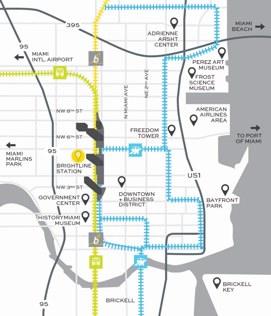 Miami Train Station Brightline Transit Florida Brightline Map