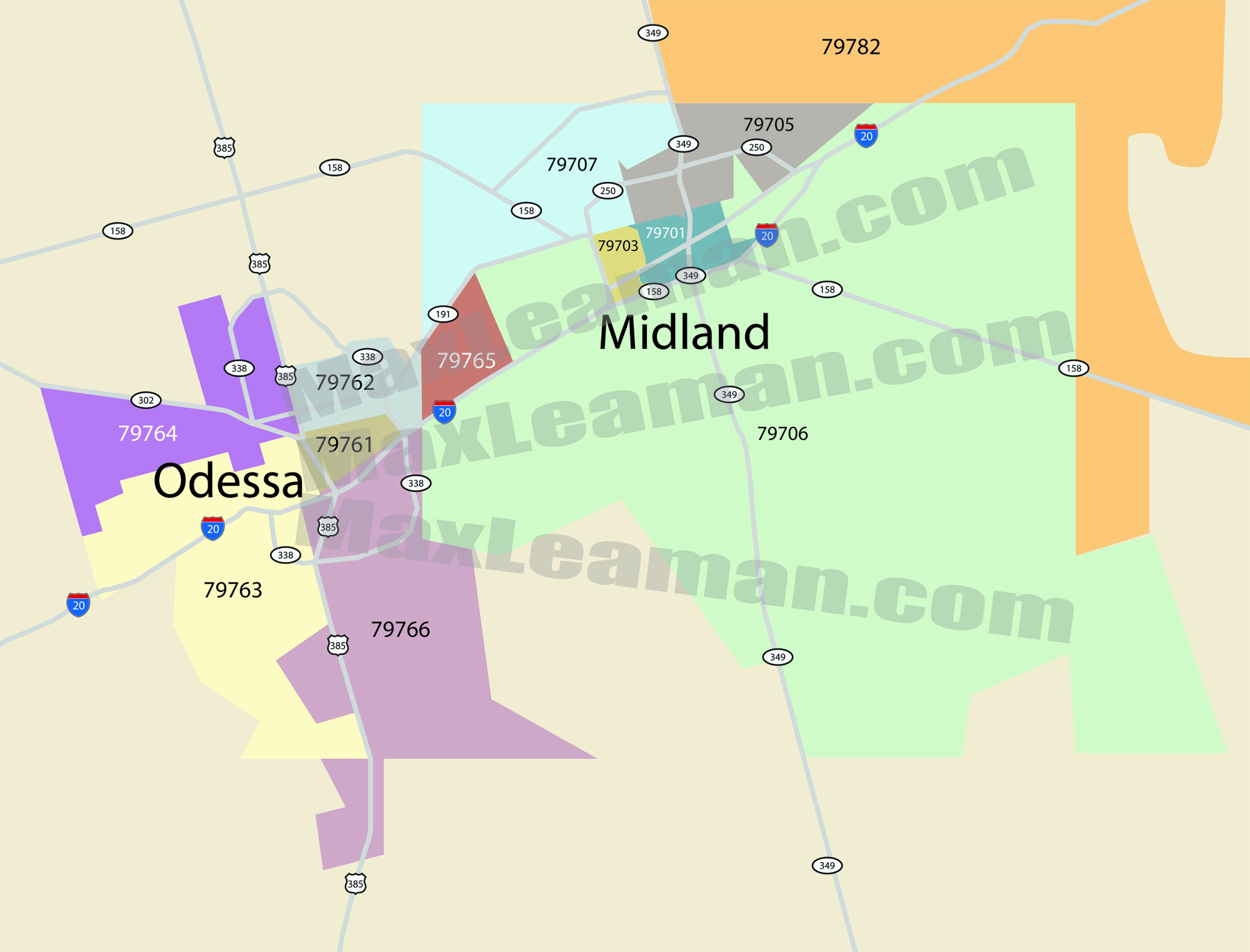 Midland-Odessa Zip Code Map | Mortgage Resources - Map Of Midland Texas And Surrounding Areas