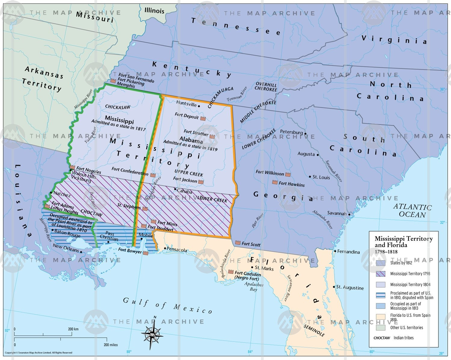 Mississippi Territory And Florida 1798–1818 - Mississippi Florida Map