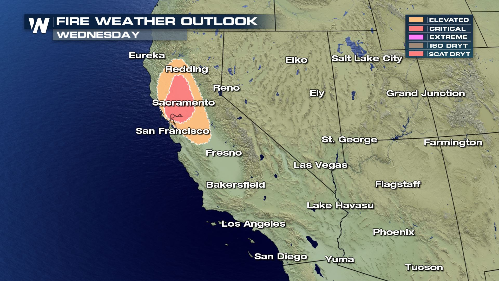 More High Fire Weather Conditions For California Wednesday And Thursday - Fire Watch California Map