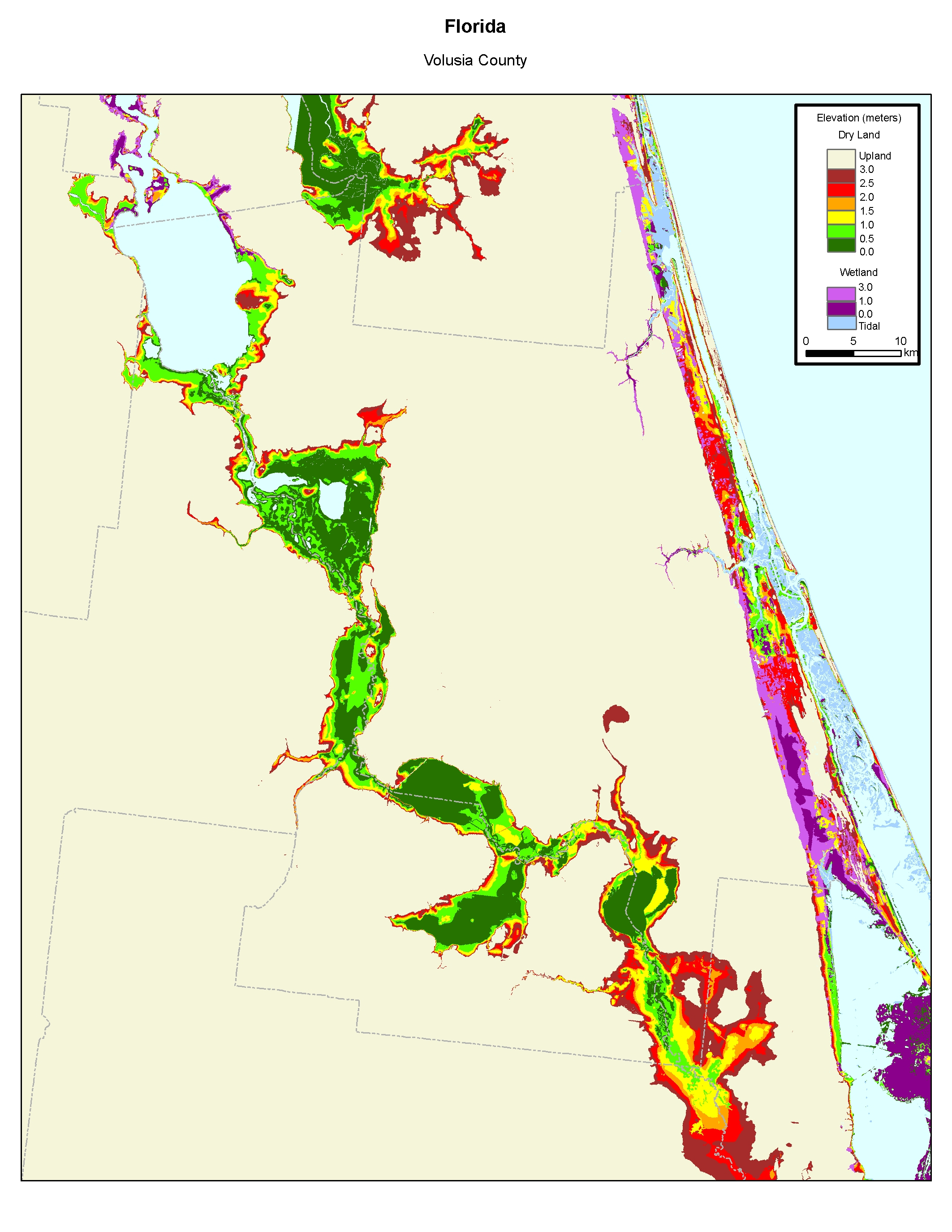 More Sea Level Rise Maps Of Florida&amp;#039;s Atlantic Coast - Florida Elevation Map By County