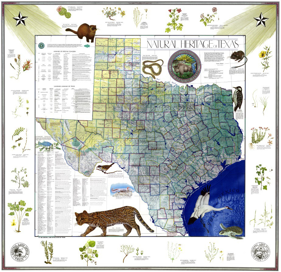 My Favorite Map: The Natural Heritage Map Of Texas, 1986 - Texas General Land Office Maps