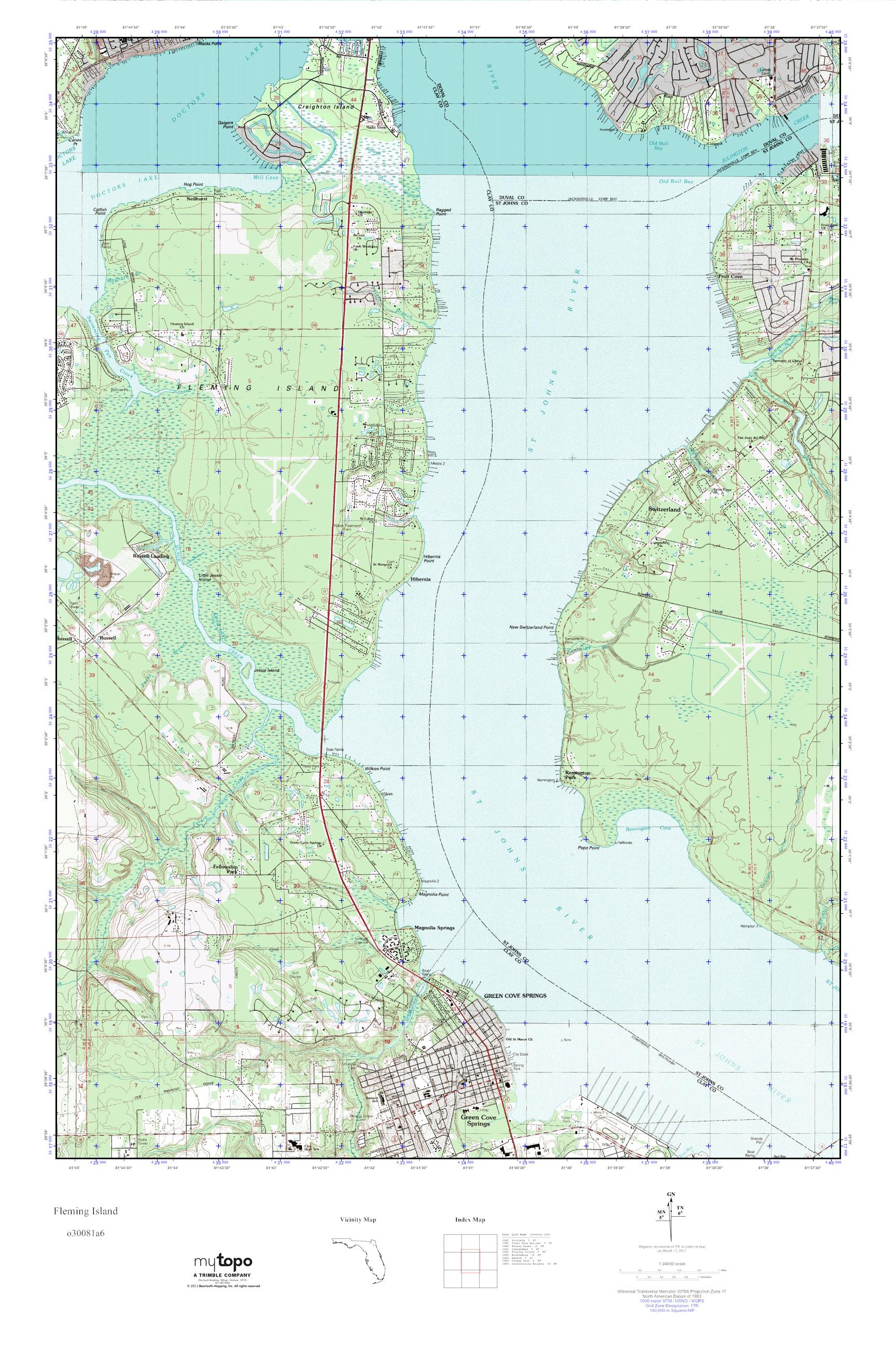 Mytopo Fleming Island, Florida Usgs Quad Topo Map - Fleming Island Florida Map