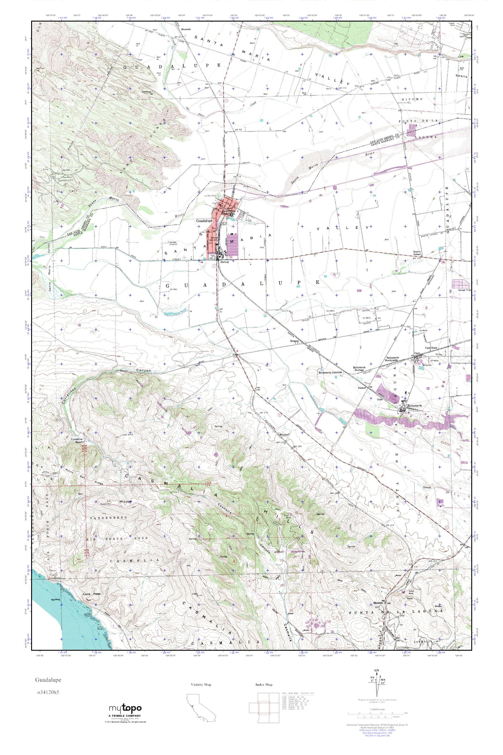 Mytopo Guadalupe, California Usgs Quad Topo Map - Guadalupe California Map