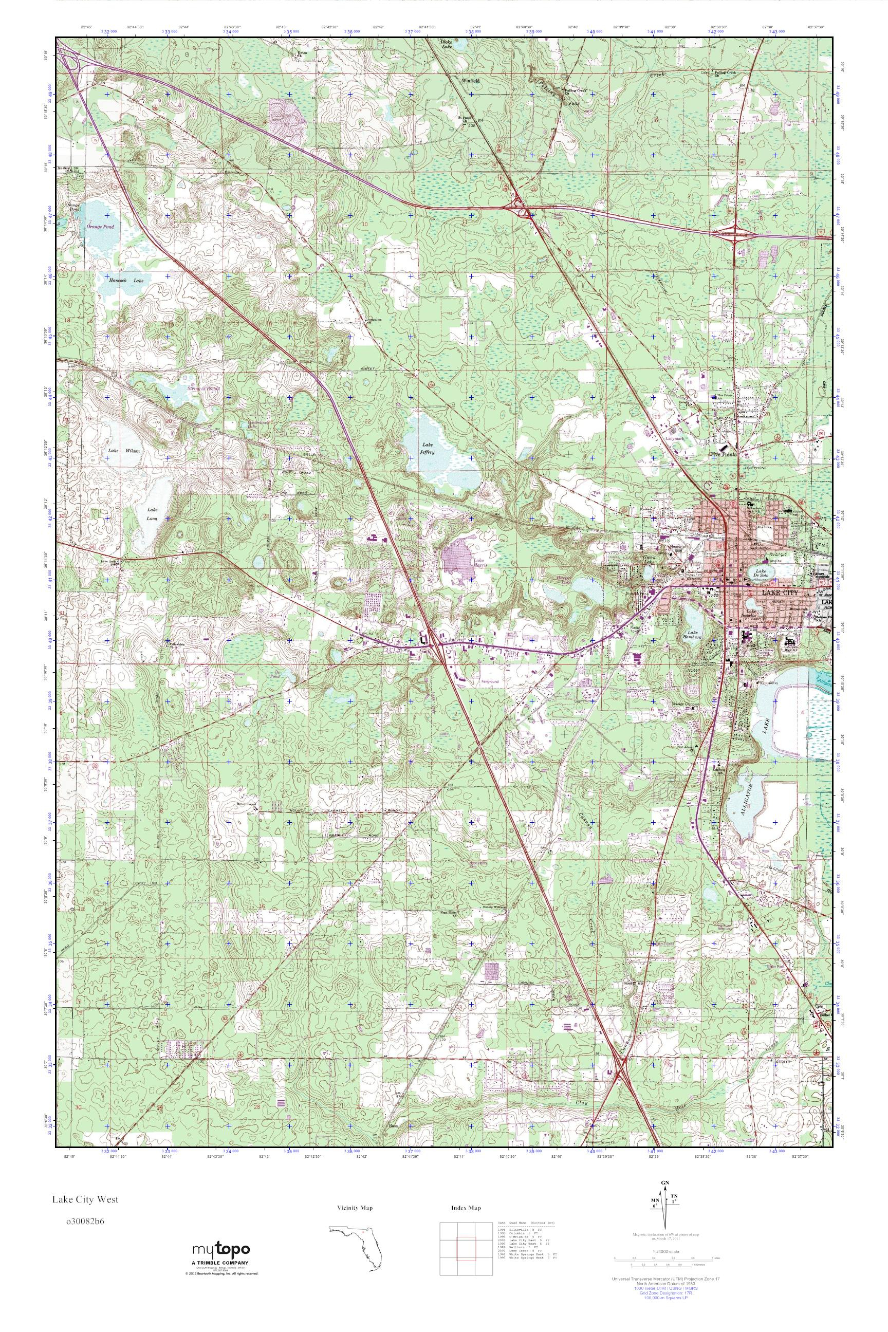 Mytopo Lake City West, Florida Usgs Quad Topo Map - Lake City Florida Map