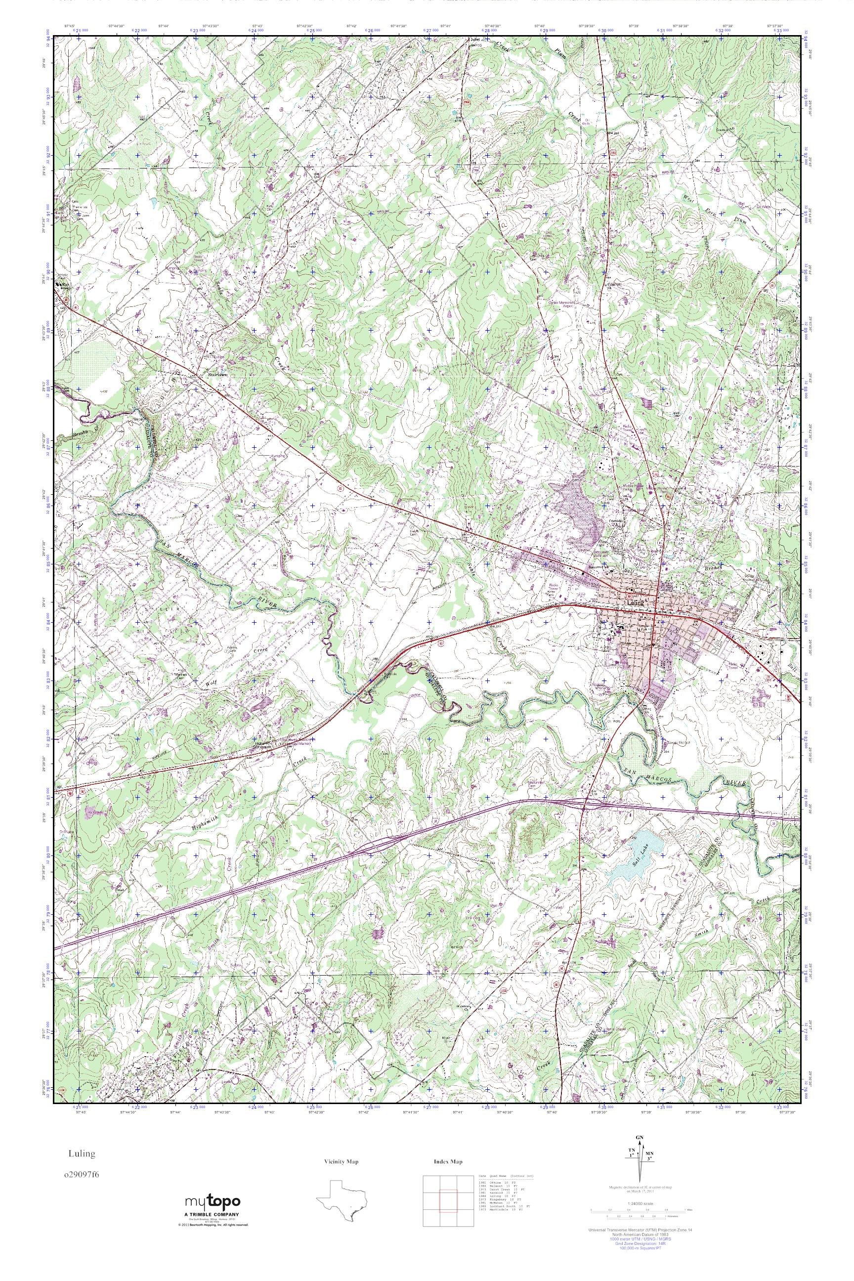 Mytopo Luling, Texas Usgs Quad Topo Map - Luling Texas Map