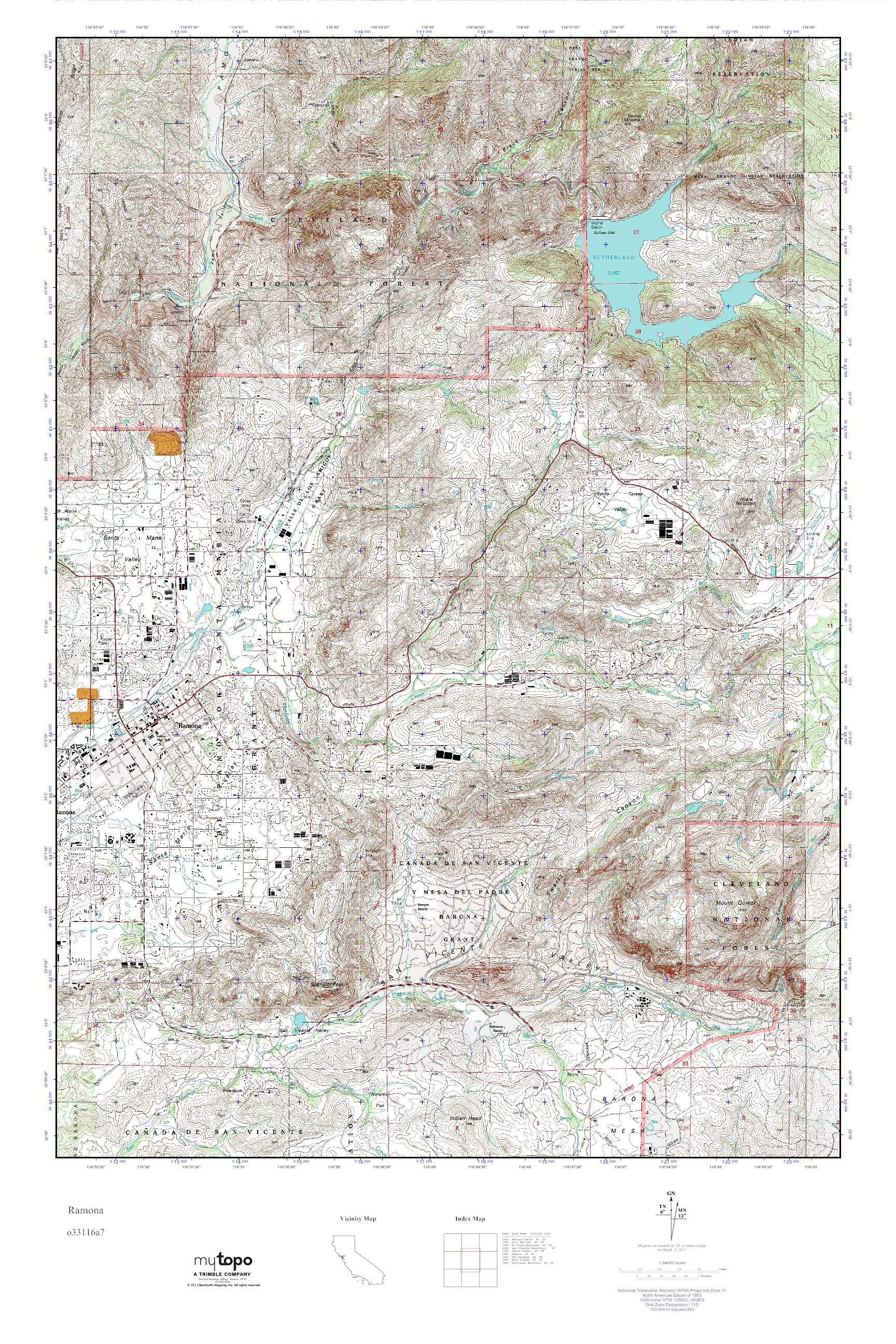 Mytopo Ramona, California Usgs Quad Topo Map - Ramona California Map