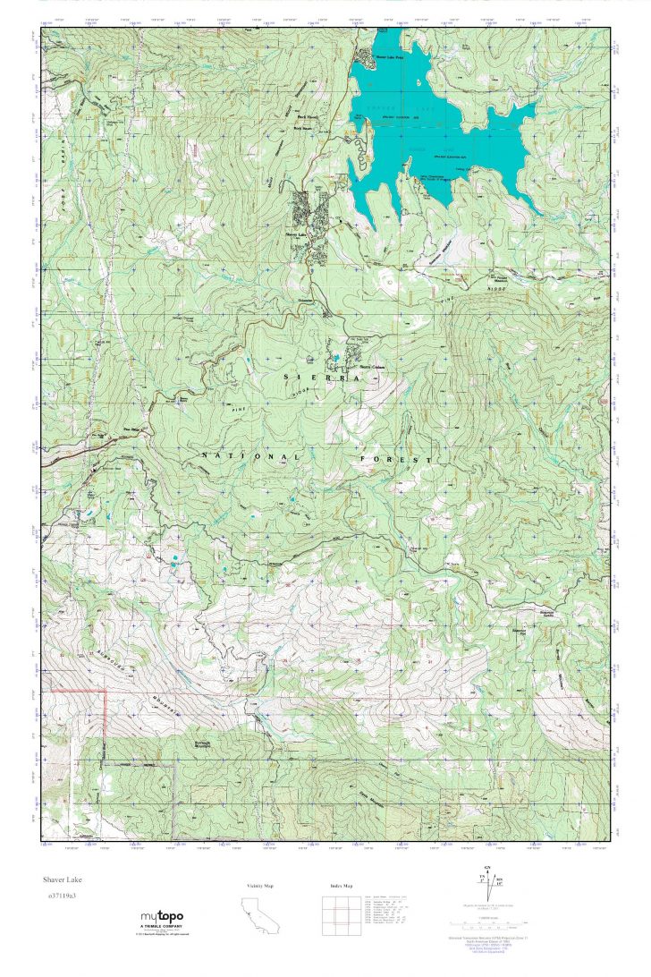 Mytopo Shaver Lake, California Usgs Quad Topo Map Shaver Lake