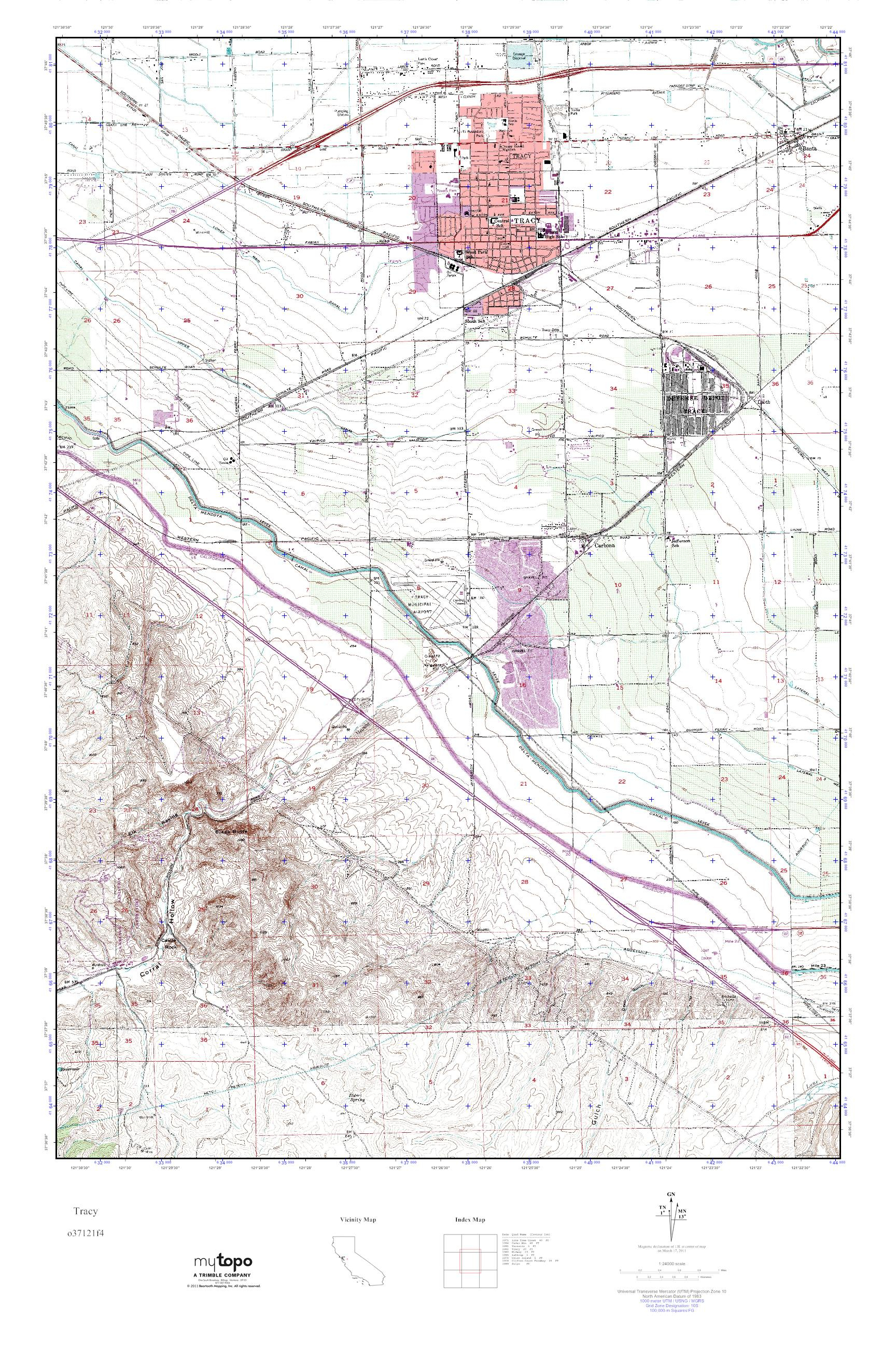 Mytopo Tracy, California Usgs Quad Topo Map - Tracy California Map